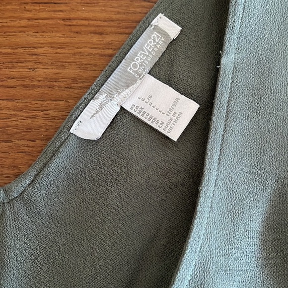 Forever 21 NWOT khaki green kaftan dress / long tunic worn side slits sz L - Picture 7 of 7